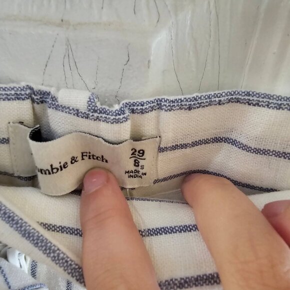 Abercrombie & Fitch Women's Harper Tailored Linen pinstriped Pant size 29 8 - Picture 10 of 16